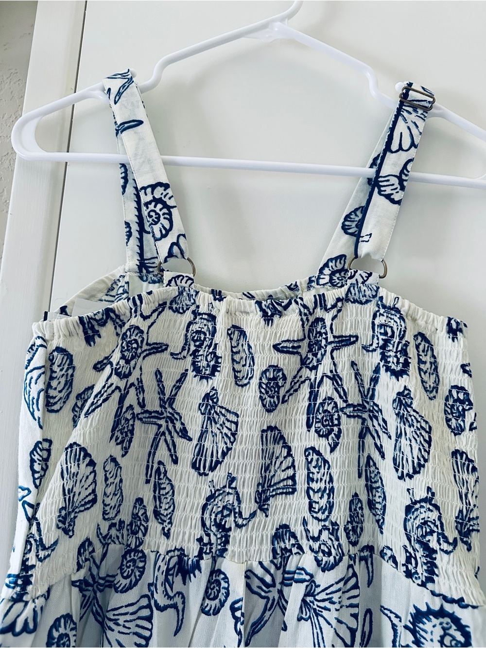 Jumpsuit -Wide Leg -Sz Medium- by Nado Navy and Ivory Shell-Print Linen Blend - Picture 4 of 11